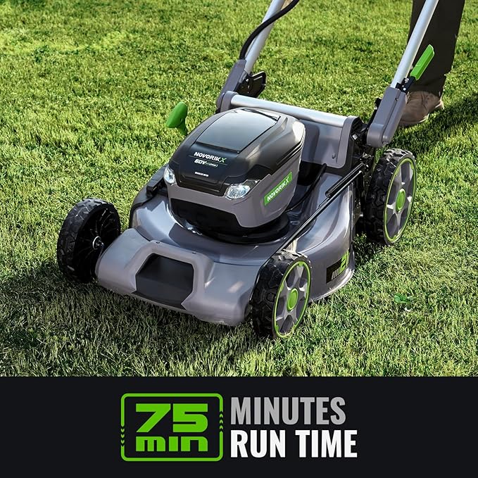 Electric Lawn Mower, Self-Propelled Lawn Mower Cordless (60V 21”), 65 Min Long Runtime with 2X5.0Ah Batteries, Rapid Charger and LED Headlight