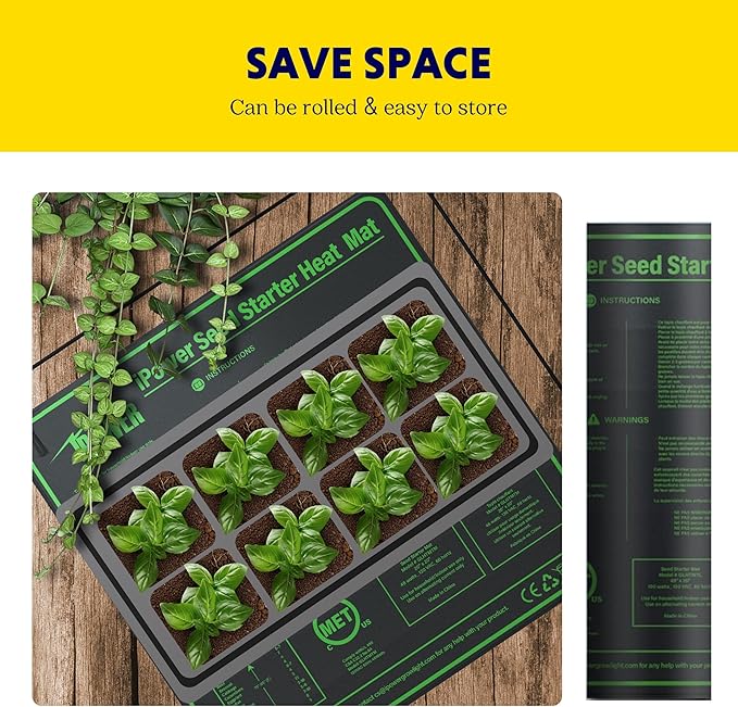 iPower 2 Pack Durable Seedling Heat Mat Warm 20" x 20" Hydroponic Heating Pad Waterproof for Seed Starting Greenhouse and Germination