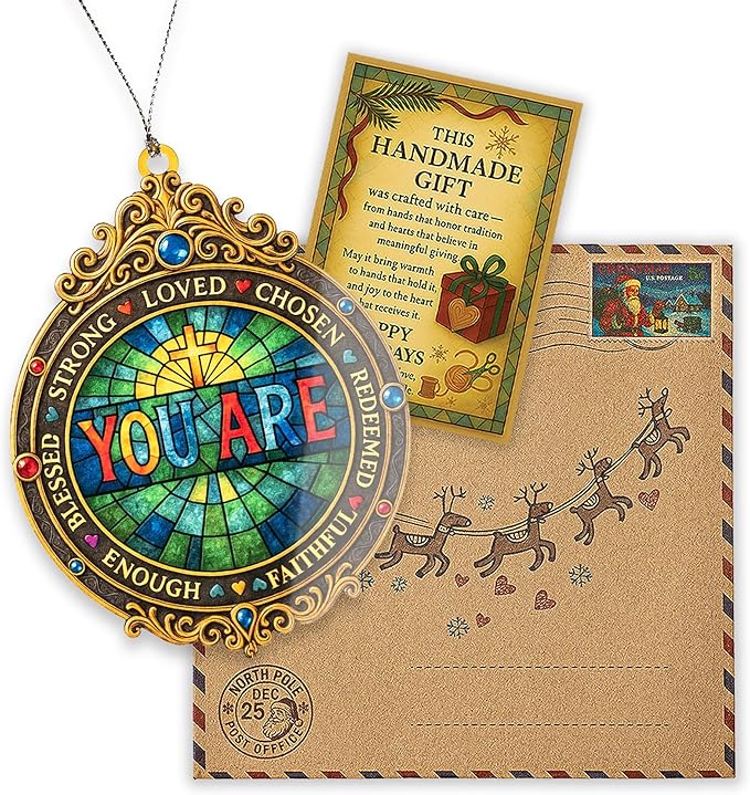 Christian You Are Cross Ornament – christian ornament – religious gifts – bible decor – christmas ornament – Suncatcher effect window hanging – Car Hanging