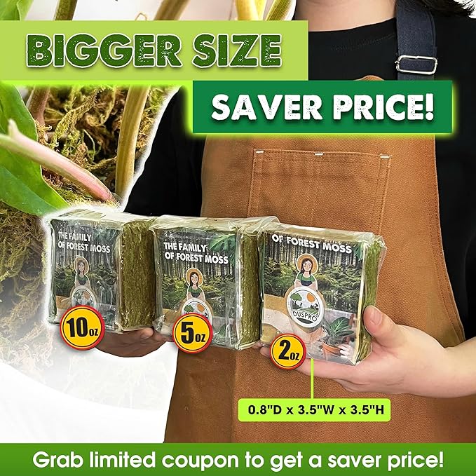 DUSPRO Dried Moss for Potted Plants, Forest Orchid Moss for Potting Mix, Sphagnum Potting Moss for Plants Indoor, Real Moss Soil Cover for Houseplant (2 OZ)