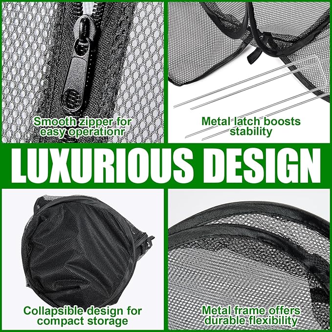 RGQSUN 2 Pack 28 x 28 x 32 Inch Pop-up Gardening Net Cover,Pest Guard Cover with Zip Entry and 8 Stakes,Fine Mesh Plant Tents for Vegetables Fruits Flowers