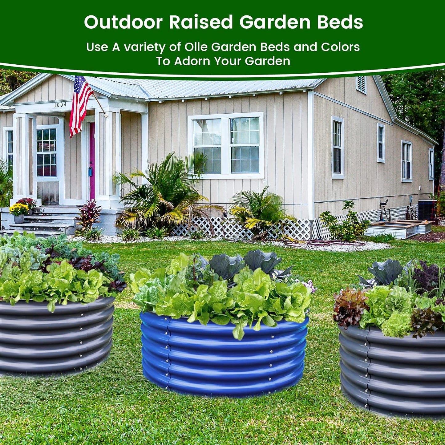 17" Tall, 42" Round Blue Raised Garden Bed Kit, Galvanized Metal Raised Garden Beds Outdoor for Vegetables Flowers,3.5 * 3.5 * 1.4Ft,Cobalt Blue