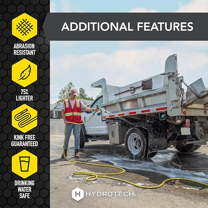 HydroTech 100 ft Expandable Garden Hose - Pro Series, 2x Max Flow, 3/4" No-Kink Flexibility, Lightweight Hose for Lawn, Garden, Car Washing, Deck and Patio Cleaning