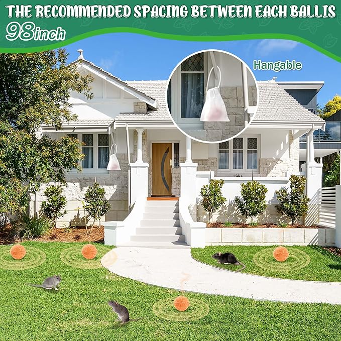 Natural Rodent & Wasp Repellent Balls – 36 Pack, Infused with Peppermint & Citronella Oil – Indoor & Outdoor Use – Long-Lasting Barrier for Home, Garage, RV, Garden