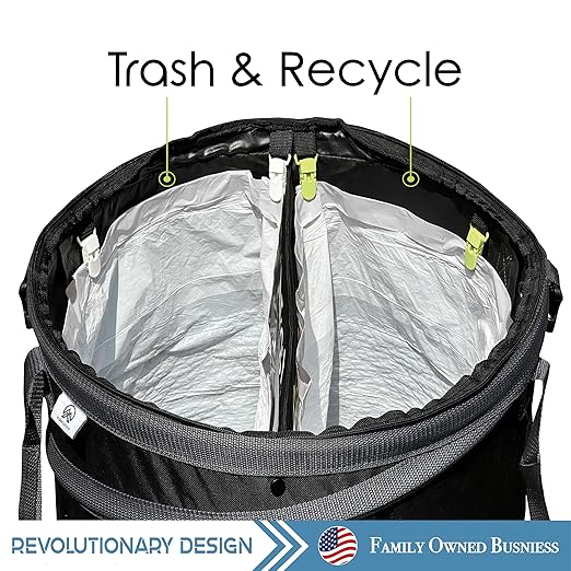Collapsible Bin Trash & Recycle/Utility, Perfect for Camping, Laundry, Storage and Garden, Waterproof Vinyl and Tear Resistance, Trash and/or Recycle, Two 13 Gallon Bags