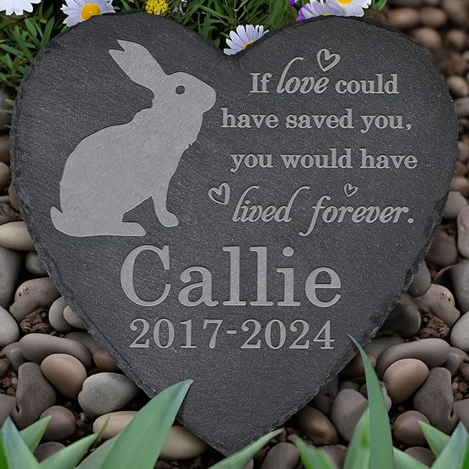 Rabbit Memorial Stone - Rabbit Memorial Gifts - Pet Loss Gift - Loss of Rabbit - Heart