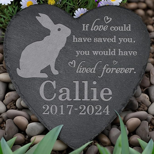 Rabbit Memorial Stone - Rabbit Memorial Gifts - Pet Loss Gift - Loss of Rabbit - Heart