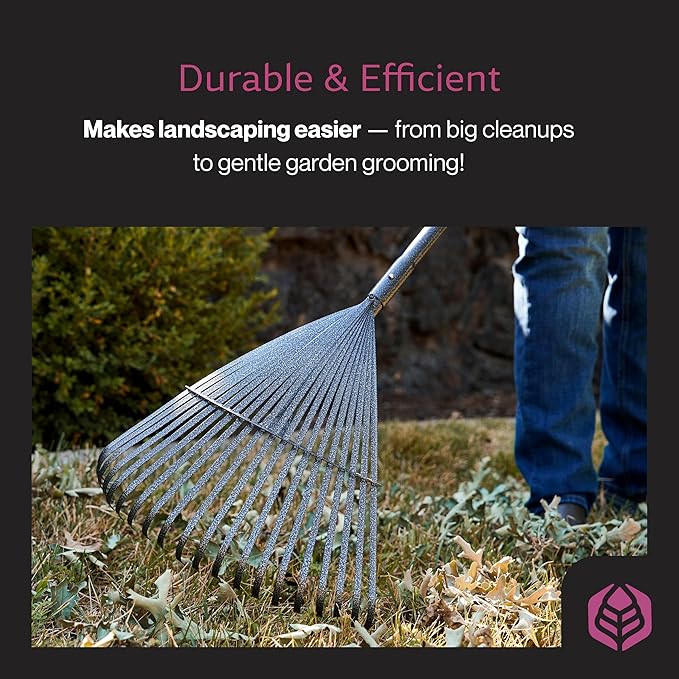 Yard Butler World’s Greatest Leaf Rake | Heavy Duty All Steel Rake with Ergonomic Garden Claw, 20 Free-Floating Tines & Long Metal Handle – Lawn, Yard, Bed, Landscape for Leaves, Grass & Debris, 18"