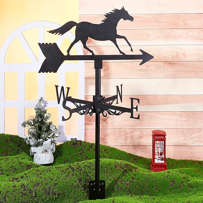 SUPERDANT 1 PCS Weathercock Galloping Horse Ornament Wind Vane Weathervanes Metal Weather Vane for Garden Decor Farmhouse Decorative Outdoor Garden Wind Measuring Tool