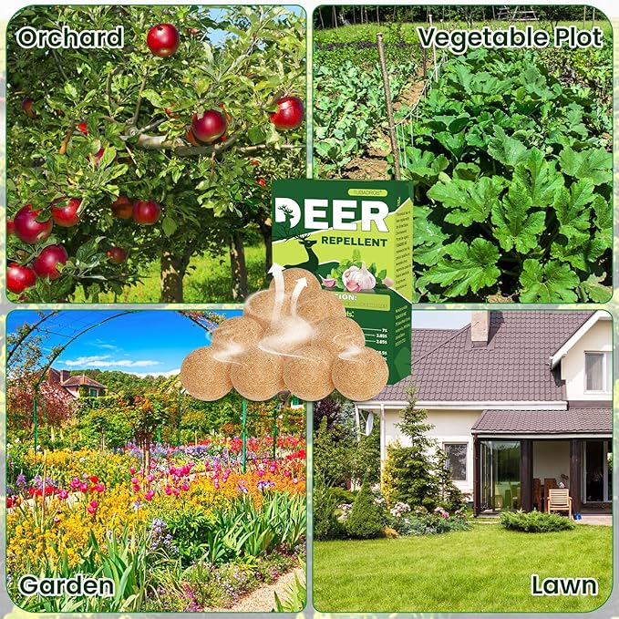 Deer Repellent, 10Pack Rabbit Repellent, Peppermint Oil to Repel Deer, Rabbit, Deer Deterrent Outdoor for Lawn, Garden Use, Deer Out for Yard