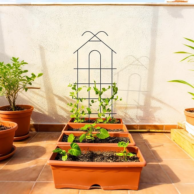 ARIFARO 40'' Metal Garden Trellis Indoor/Outdoor Sturdy Plant Trellis for Potted Plants,House Plants, Climbing Vines, Pack of 4, Black