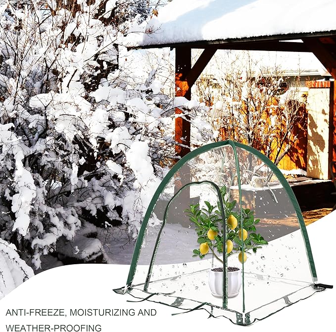 Portable Mini Greenhouse for Winter Gardening - Transparent PVC Pop Up Plant Protector Cover for Heat Preservation in Backyard