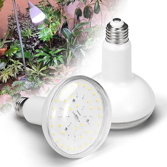 BR30 LED Grow Light Bulbs Floodlight 5000K Red Blue Full Spectrum, 20W E26 Plant Light Bulb 200w Equivalent, Balanced Spectrum for Indoor Plants, Seeding, Growing, Hydroponic, 2000lm, 2pcs