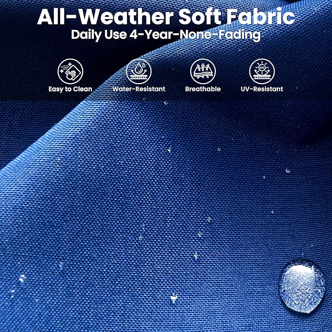 ovios 7 Pieces Patio Furniture Set, Outdoor Wicker Sofa Couch with Swivel Chairs 54" Fire Pit Table, All Weather High Back Modern Conversation Sets, Brown Rattan, Navy Blue