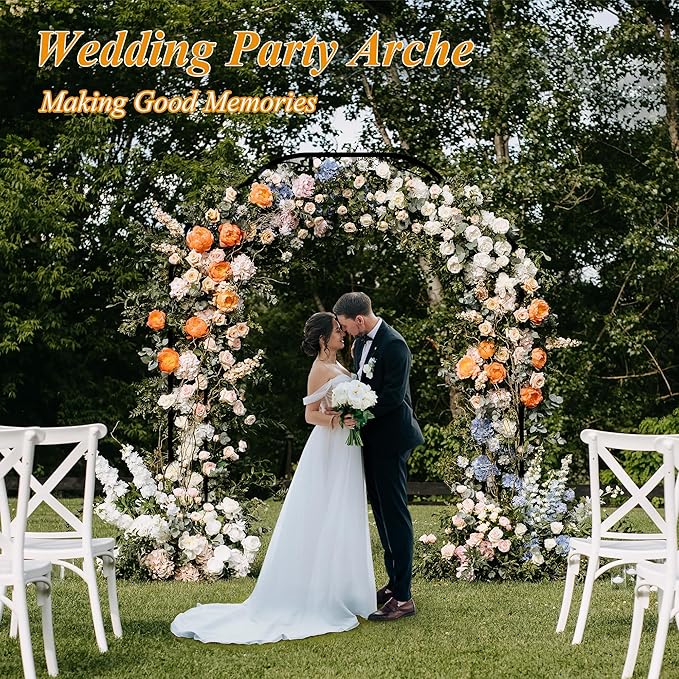 Metal Garden Arch 8.2 FT High x 6.2 FT Wide Garden Arbor Trellis for Outdoor Climbing Plants Support Rose Lawn Tall Large Wedding Archway (Black, XL)