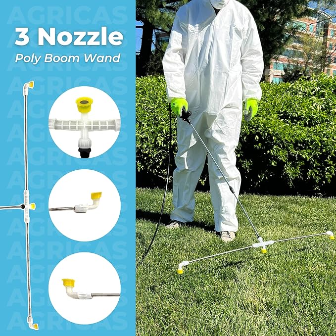 10.5 Gal Battery Powered Sprayer with Double Professional Pump with Wheels, Multifunctional and Portable Weed Sprayer for Lawn & Garden with Adjustable HD Wand and Nozzles