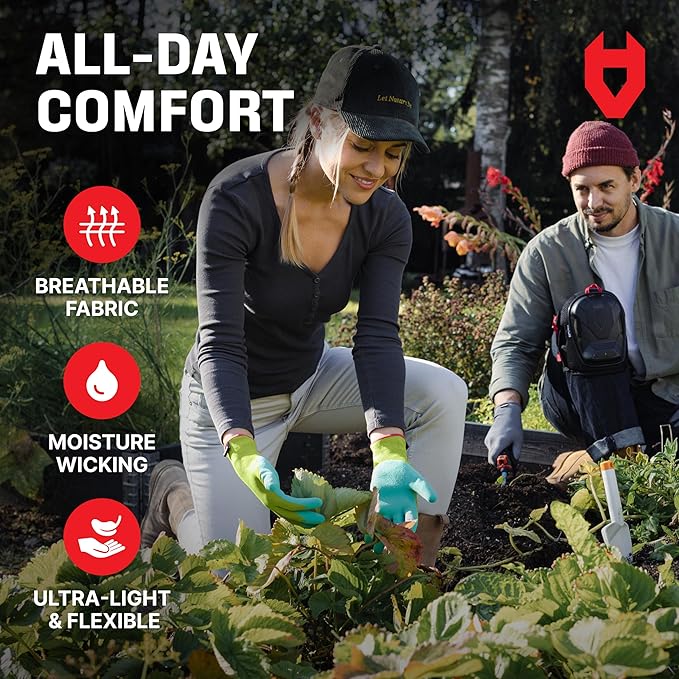 NoCry Premium Women's Gardening Gloves with Strong Non-Slip Grip - 100% Breathable, Superior Dexterity - Perfect Eco-Friendly Garden Gloves for Women