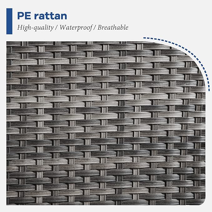 HOOOWOOO 8 Piece Patio Sectional Furniture Set with Swivel Rocking Chairs,Modern Wicker Outdoor Conversation Sofa Sets,Weather Resistant Modular L Shaped Outside Couch Set(Navy Blue)