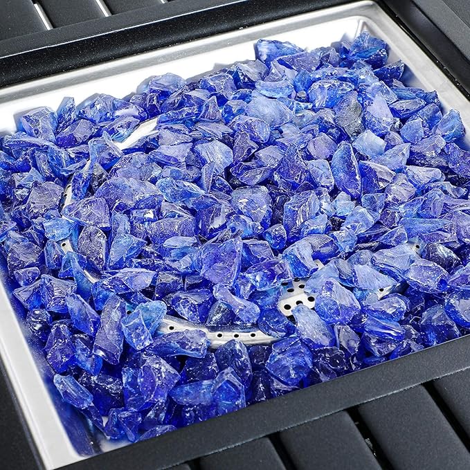 Sophia & William Gas Fire Pit Table 28 Inch 50,000BTU Square Outdoor Propane FirePits 2 in 1 Auto-Ignition Patio Fireplace for Outside with Lid and Blue Fire Glass, Black