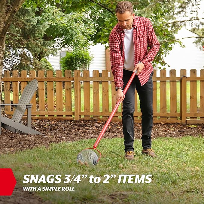 GARDEN WEASEL Medium Nut Gatherer Roller – Nut Collector Tool for Pecans, Hickory Nuts, Golf Balls and More – Yard Picker Upper with Durable Steel Cage and Ergonomic Handle - Newest Model