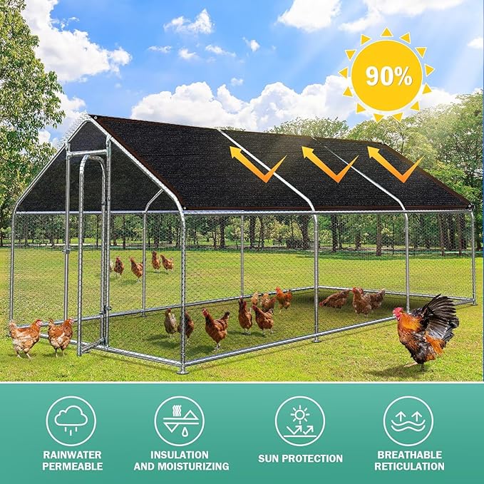 QNLONG Shade Cloth for Garden， 90% Black Shade Net Mesh Tarp with Grommets Sun Shade Cover Tear Resistance for Plants Greenhouse Chicken Coop Vegetables Pergola 10X12FT