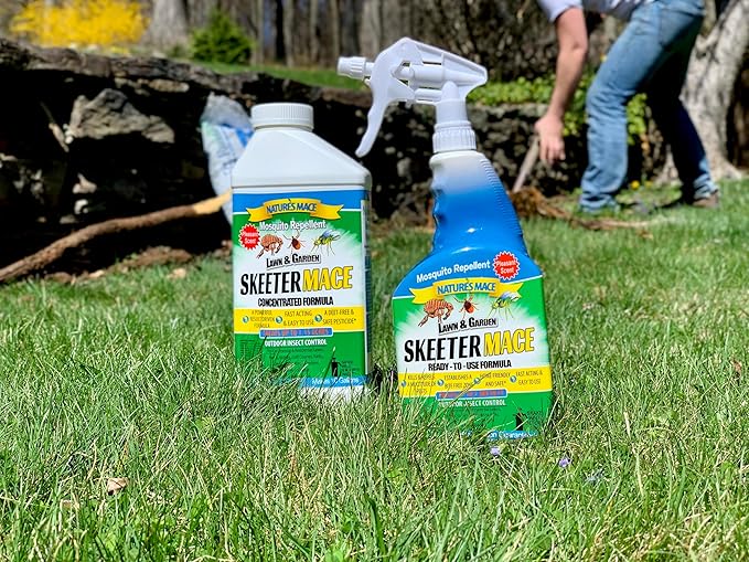 Nature’s MACE Outdoor Pest Repellent Spray – Kills & Repels Multiple Insect Types – Treats Lawns, Shrubs, and Patios – Safe for Family, Pets, and Plants – Essential Oil Formula with Fresh Scent – 40oz