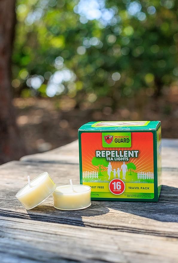 Mosquito Guard 16 Tealight Citronella Candles Outdoor Mosquito Repellent Indoors - DEET Free Mosquito Candles for Outside - Natural Mosquito Repellent Outdoor Patio Candle - Yard Bug Repellent Candle