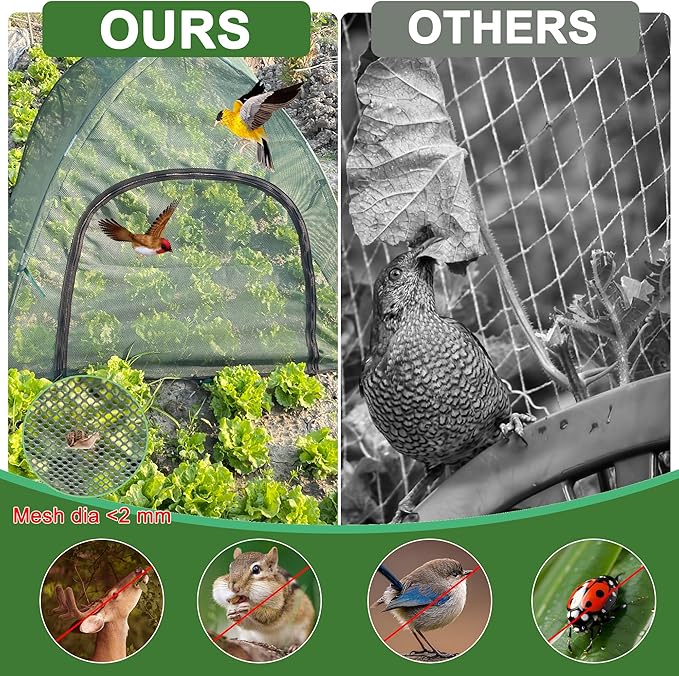 40" x 40" x 30" Mesh Plant Cover from Animals - Plant Netting Pest Guard Cover with Stakes for Raised Bed, Plant Tent Cage Protector for Vegetables Fruits Flowers Small Animals, Shading Rate 25%, 1PCS
