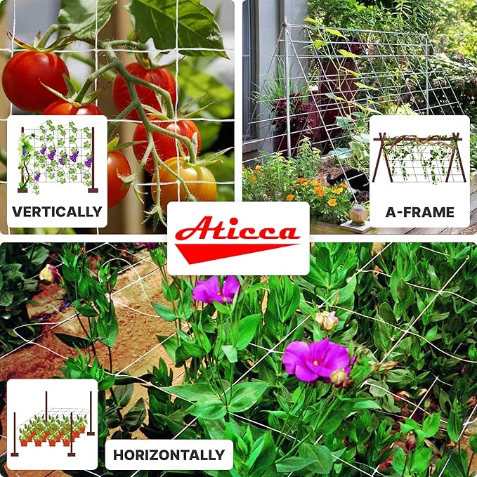 Trellis Netting 5 x 750 ft Heavy Duty Polyester Plant Support Netting White - 6 Inch Garden Rope Trellis on Roll - Mesh Twine for Growing Vine Climbing Plants, Flowers, Peas, and Tomatoes.