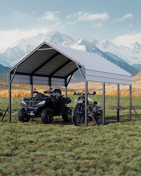 13'x16'x11' Metal Carport, Steel Heavy Duty Car Ports for All-Weather, for Cars, Motorcycles, ATV, or Boats, N.W. 500 Lbs