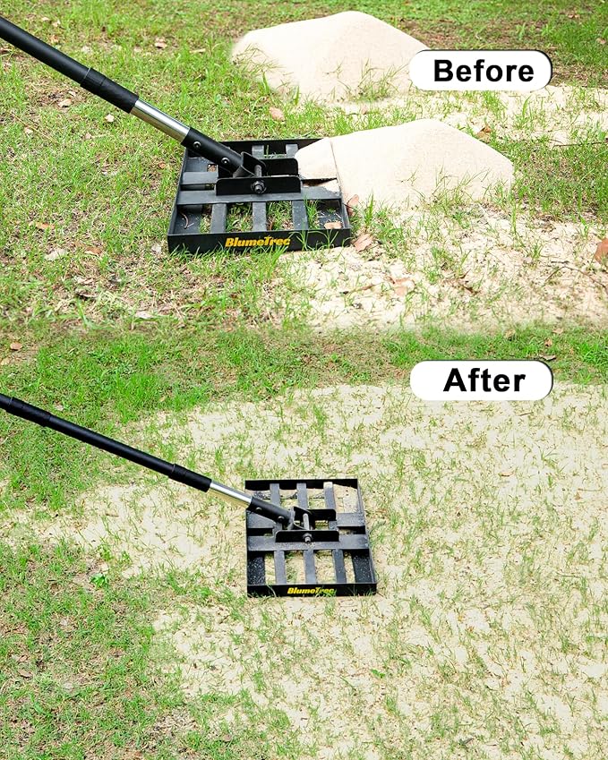 Lawn Leveling Rake, 17"x10" Heavy Duty Sand Leveling Tool with 6.7FT Stainless Steel Long Handle, Golf Rake for Soil, Compost, Gravel, Lawn Leveler for Yard, Garden, Landscaping Level Tool