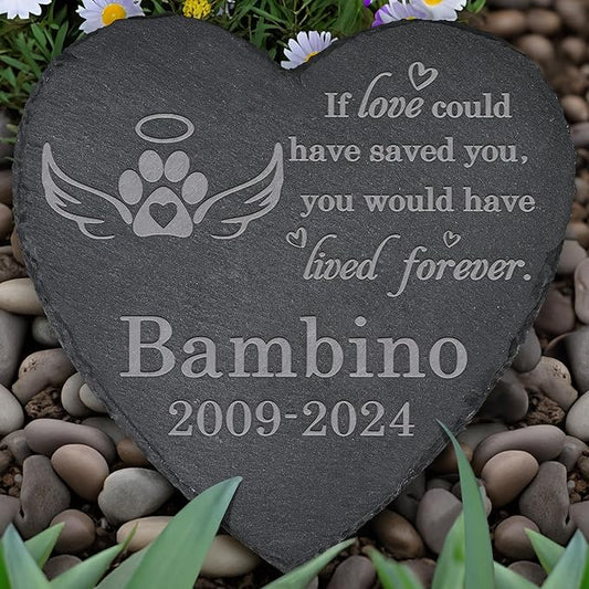 Pet Memorial Stone Pet Garden Statue - Pet Memorial Gifts - Pet Tombstone - Pet Loss Gift - Loss of Pet - Heart