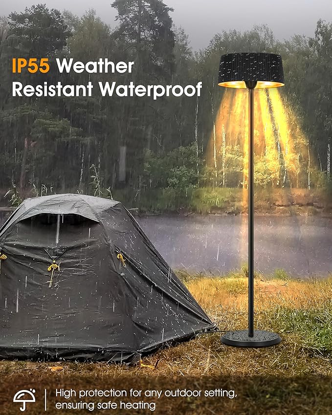 Electric Infrared Patio Heater, Indoor & Outdoor 1500W Electric Freestanding Heater with IP55 Waterproof, Tip-Over Protection, Quiet Operation, Perfect for Garden, Balcony, Garage, Backyard