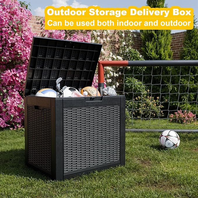 31 Gallon Outdoor Storage Box – Waterproof Deck Box for Garden & Patio,Black