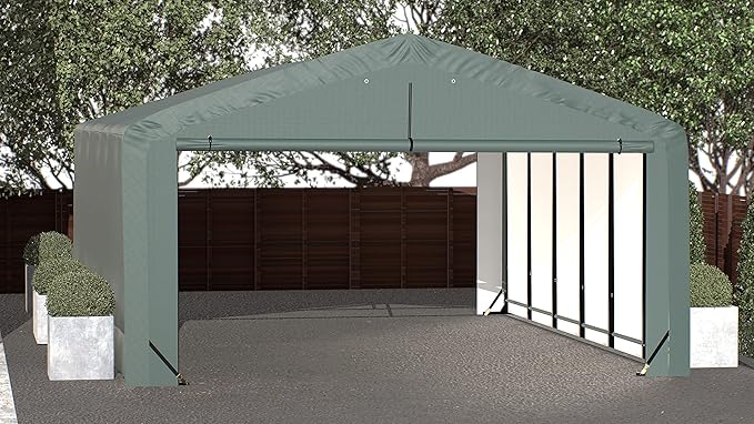ShelterLogic ShelterTube Garage & Storage Shelter, 20' x 27' x 12' Heavy-Duty Steel Frame Wind and Snow-Load Rated Enclosure, Green