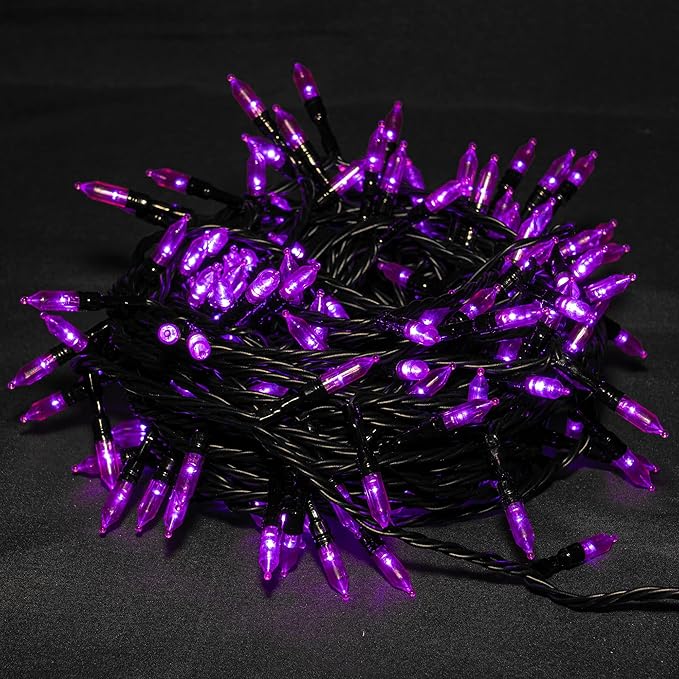 Dazzle Bright 200 LED Halloween Mini String Lights, 65FT Light Up 8 Modes Halloween Decorations Fairy Lights for Indoor Outdoor Room Garden Holiday Party (Purple)