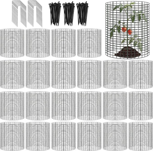20 Pack Round Plant Protector from Animals, 12'' x 12'' Metal Plant Cages，60Pcs Metal Mesh to Keep Animals Out, Garden Protection Bunny Barricades, Wire Plant Protectors for Rabbits Chicken Duck