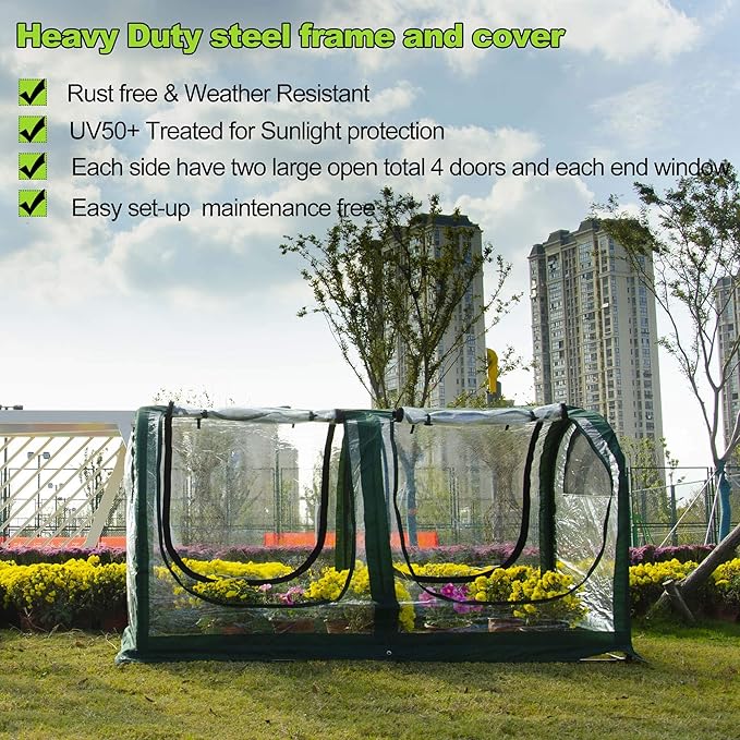 Porayhut Portable Greenhouse Tent, Easy Set-Up Gardening Flower House & Plant Sunshine Room with PVC Cover,71" X35.4" X35.4" for Protecting Plant from Cold Frost & Birds & Insects