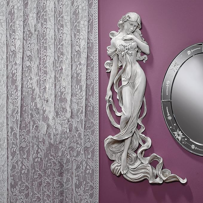 Design Toscano Flora Divine Patroness of Springtime Indoor/Outdoor Wall Frieze Sculpture, 31 inches tall, Cast Stone Resin, Antique Stone Finish