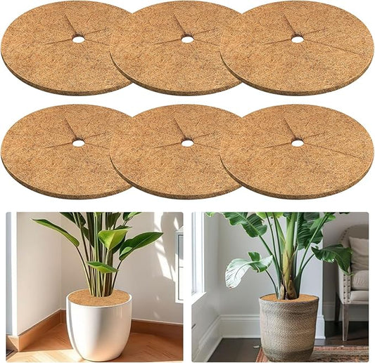 Legigo 6pcs Coconut Fiber Mulch Ring Tree Plant Protector Mat, 18 Inch Natural Coco Coir Tree Protection Ring Plant Pot Soil Cover, Tree Rings Disc Plant Cover for Indoor Outdoor Plants,Landscaping