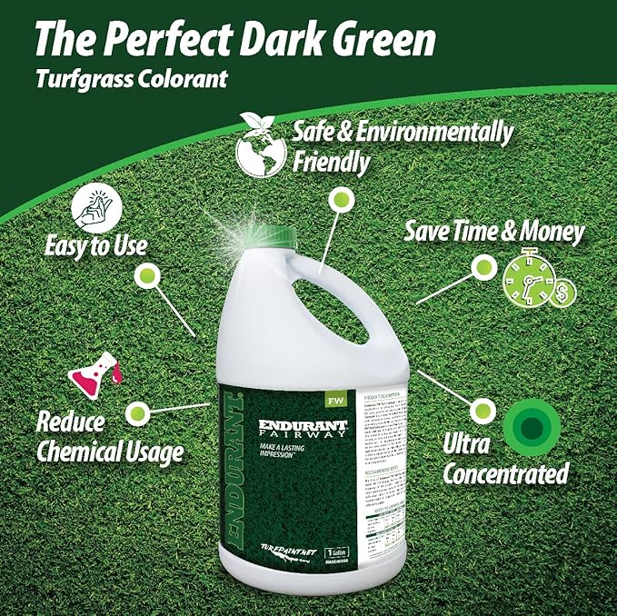 Endurant Turf Colorants - Fairway Spray On Green Grass Paint for Lawns - Revives Dry, Patchy Yards - Dark Grass Hue - Easy to Use, Concentrated Turf Grass Dye - Covers Approx 10,000 Sq Ft - 1 Gal