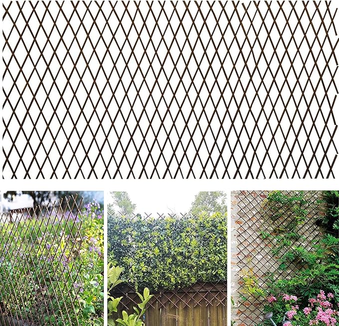 Nature Willow Trellis Expandable Plant Support Plant Climbing Lattices Trellis Willow Expandable Trellis Fence for Climbing Plants Support 36x92 Inch,Double Panel (4, Willow Wicker Fence)