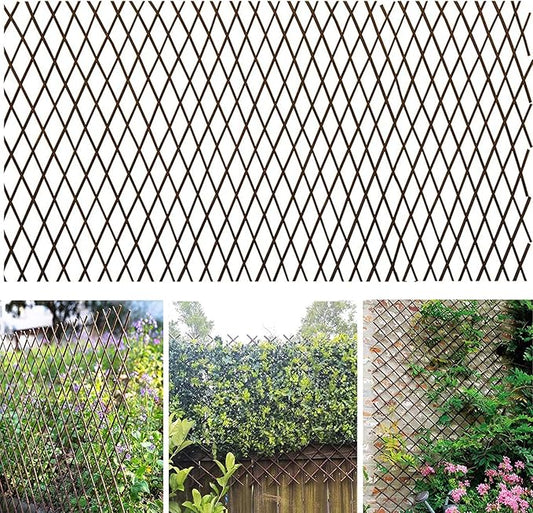 Nature Willow Trellis Expandable Plant Support Plant Climbing Lattices Trellis Willow Expandable Trellis Fence for Climbing Plants Support 36x92 Inch,Double Panel (4, Willow Wicker Fence)