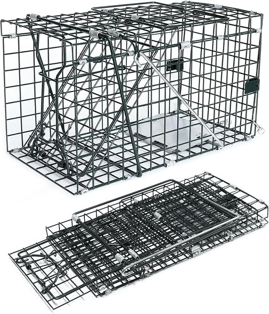 HOMESTEAD Collapsible Live Trap 14in – Small Animal Trap Cage for Red Squirrels, Adult Rats, and Small Weasels with 1″ Mesh Wire