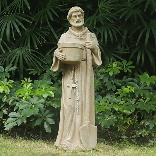 36" H Large St. Fiacre Statue Outdoor Decor for Garden Lawn Yard Porch Patio Hallway Religion Sculpture