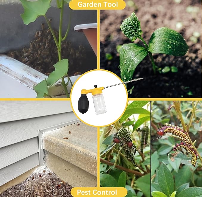 150ml Multi-Purpose Powder Duster Diatomaceous Earth Duster Powder Sprayer Bulb Duster with Length Adjustable from 11" to 23"