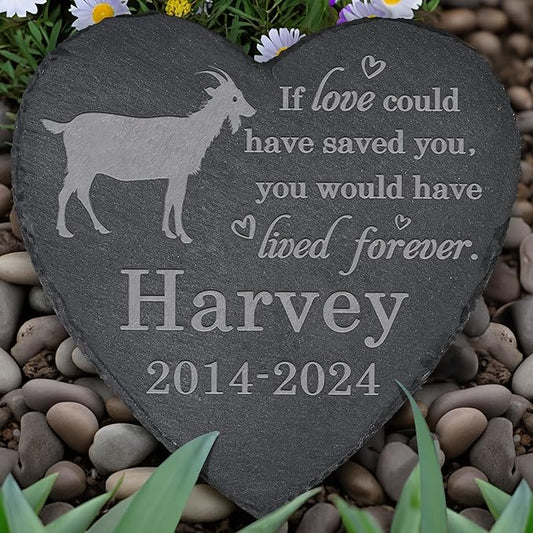Goat Memorial Stone - Goat Memorial Gifts - Pet Loss Gift - Loss of Goat - Heart
