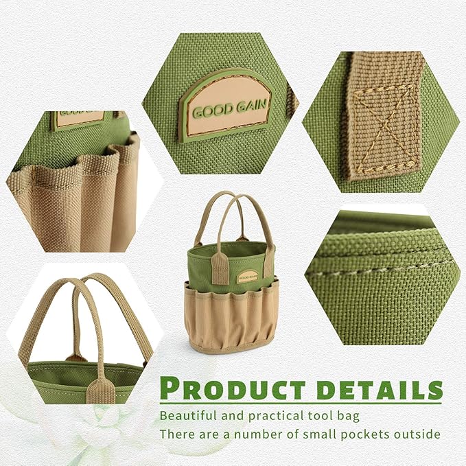 13 Pieces Succulent Tools Kit with Organizer Bag, Gardening Tool Set with Tote,Mini Succulent Garden Tool Kit Succulent Bonsai Planter Set Indoor Gardening,Miniature Indoor Fairy Planting Care Green