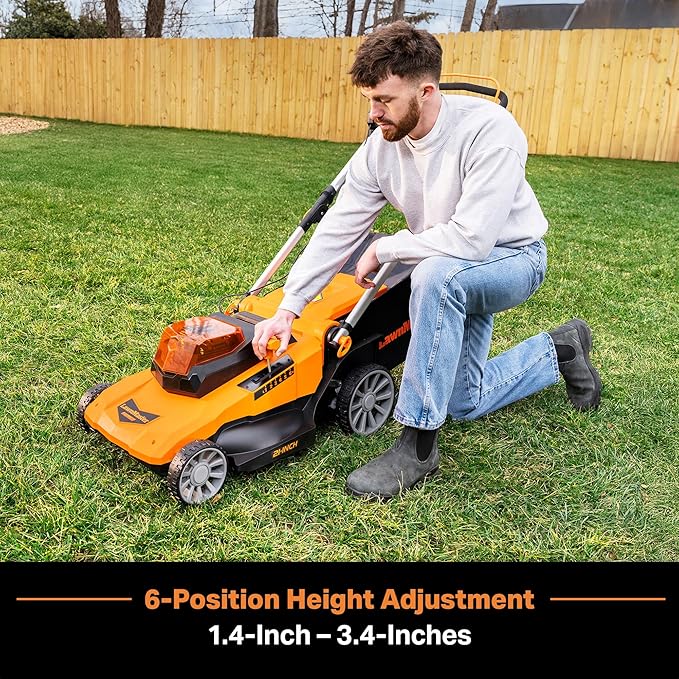 LawnMaster CLMF4821A Cordless Lawn Mower Brushless 48V MAX* 21Inch 3-in-1 Function Up to 1/2 Acre with 4X24V MAX* 4.0Ah Battery and a Dual Charger