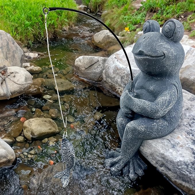 Teaeeno Outdoor Animal Decor Statue, Animal Sculpture Decoration for Yard Art, Garden Statues Decor for Home, Home Garden Décor Accents (Grey)